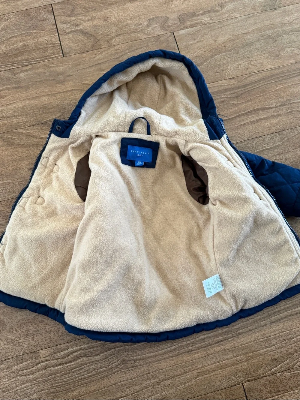 Perry Ellis Navy Quilted Hooded Kids Jacket